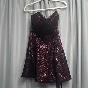 Christmas Charolette Russ Strapless Red & Black Lace Fit & Flare Womens Dress  M